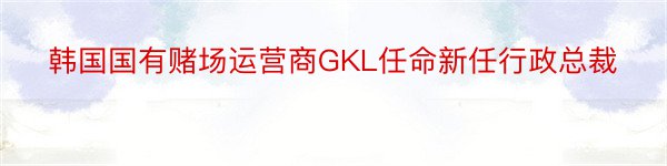 韩国国有赌场运营商GKL任命新任行政总裁