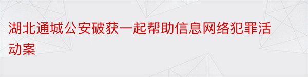 湖北通城公安破获一起帮助信息网络犯罪活动案