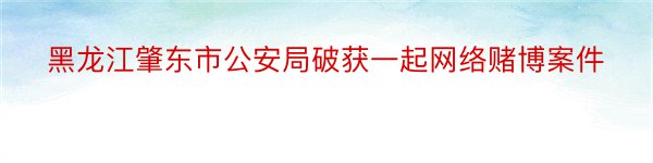 黑龙江肇东市公安局破获一起网络赌博案件