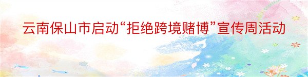 云南保山市启动“拒绝跨境赌博”宣传周活动
