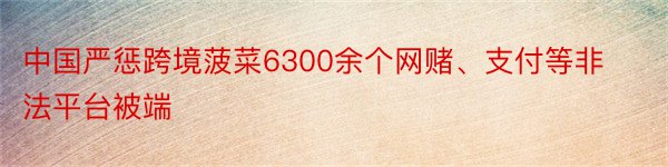 中国严惩跨境菠菜6300余个网赌、支付等非法平台被端